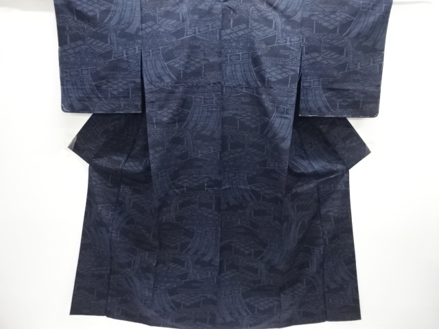 JAPANESE KIMONO / UNUSED HITOE TSUMUGI / WOVEN TRADITIONAL PATTERN
